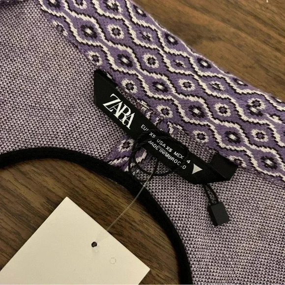 🌟Zara Lilac Geometric Print Open Back Bodysuit Size  XS NWOT - Picture 5 of 11